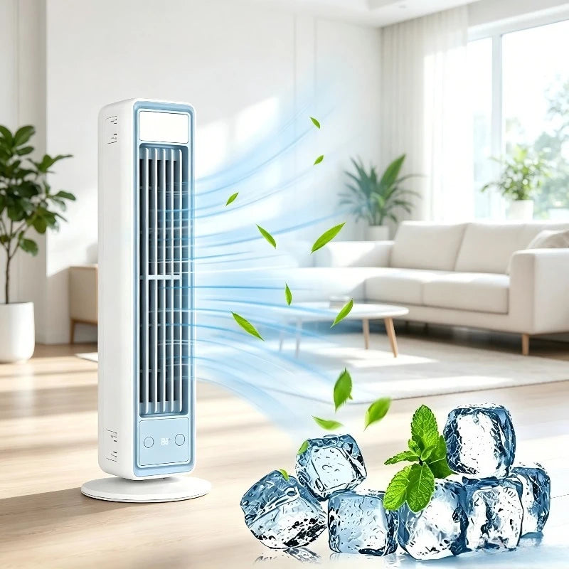 Bladeless Tower Fan | Rechargeable Portable Cooling Fan with Remote, 5 Speeds & Quiet Oscillation