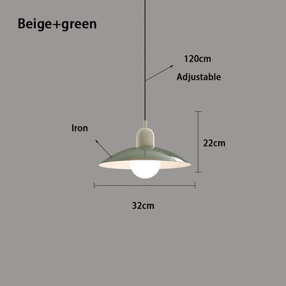 Beige and sage macaron saucer pendant light, 32cm wide by 22cm high