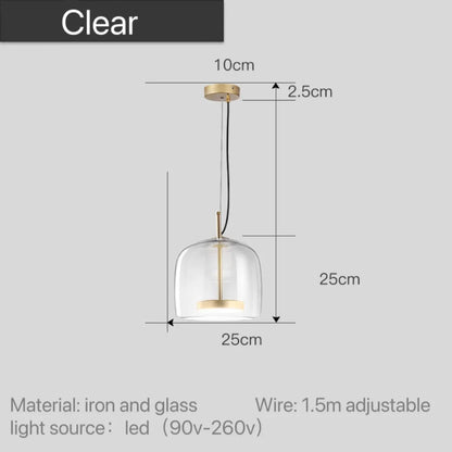 Clear glass pendant light dimensions, 25cm dome shade 25cm high