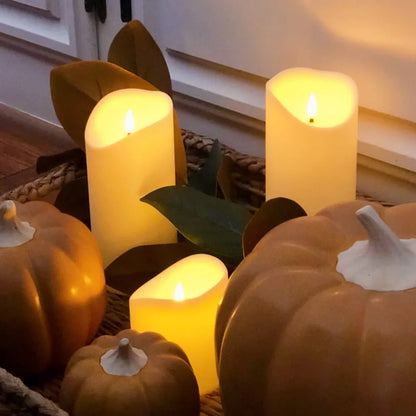 Flameless Candles | Set of 10 LED Flickering Pillar Candles for Christmas, Weddings, Centrepieces & Fireplaces | Battery Operated, Warm White