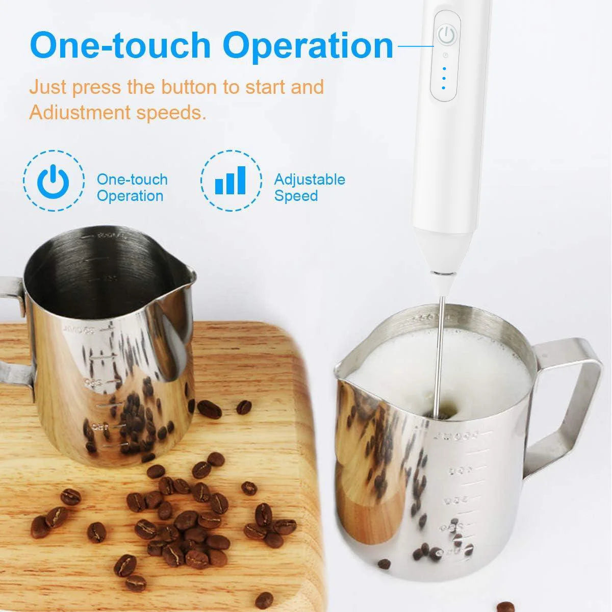 Milk frother USB charging stand dock detail