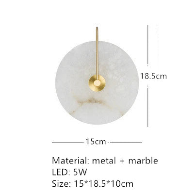 Marble wall light dimensions, 15cm wide by 18.5cm high, gold