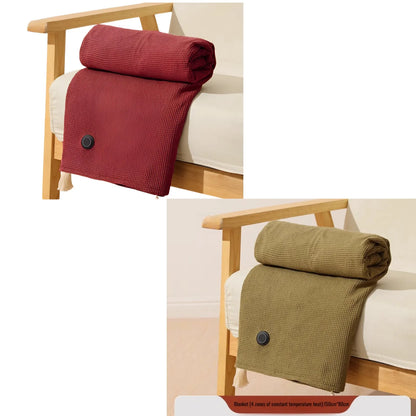 Cream USB heated throw draped over an armchair