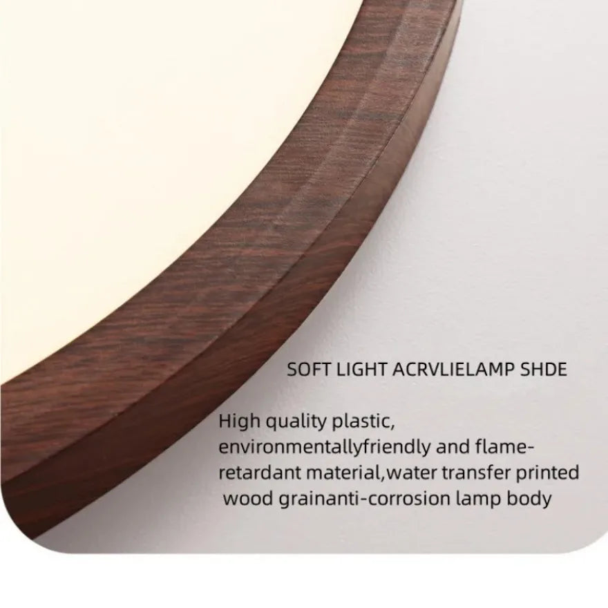 Natural oak ceiling light slim profile side view