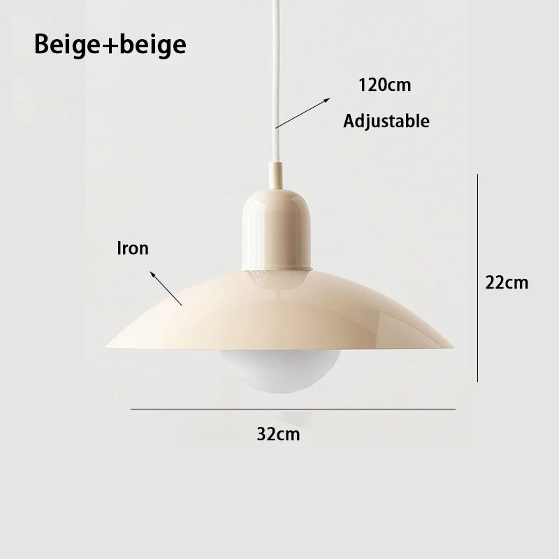 All beige macaron saucer pendant light, 32cm wide by 22cm high