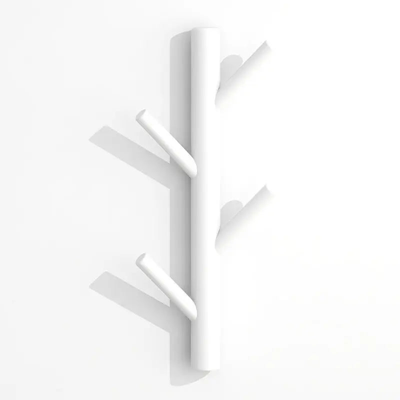 Hallway coat rack with multiple hooks loaded