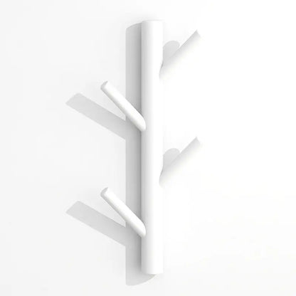 Hallway coat rack with multiple hooks loaded