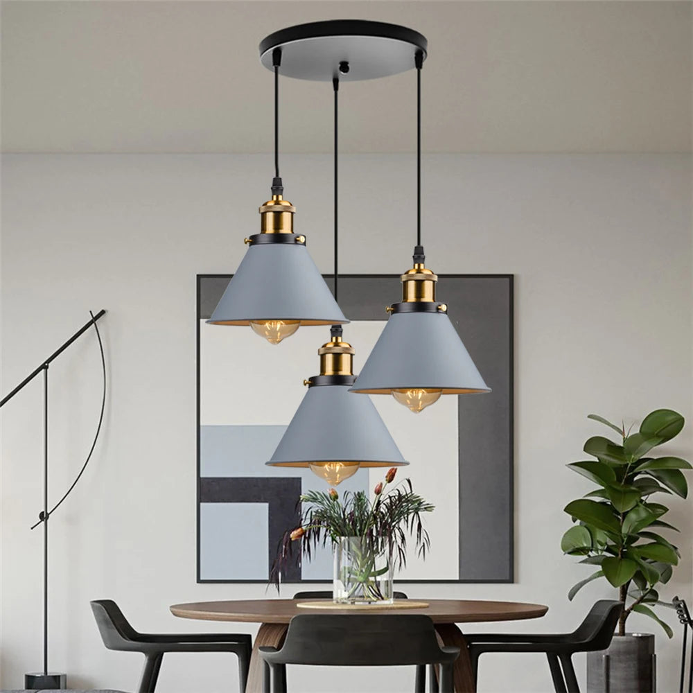 Loft | Industrial Retro Pendant Light – Single & 3-Light Cluster, E27