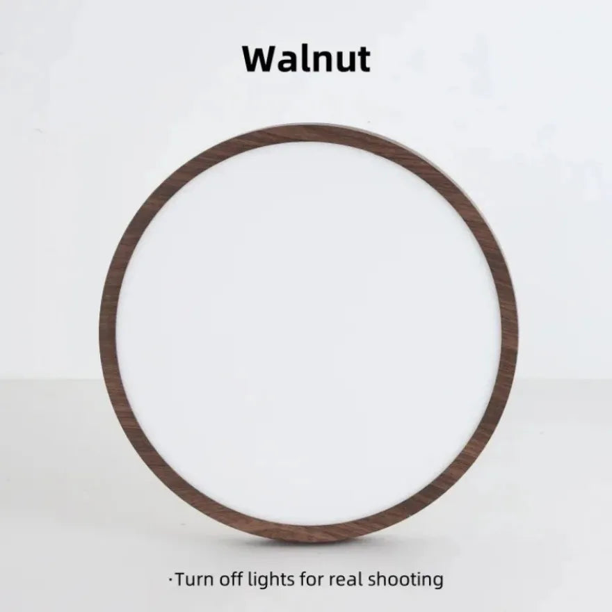 Dimmable LED ceiling lamp walnut finish bedroom setting