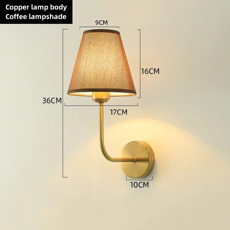 Rustic wall lamp paired as bedside reading lights