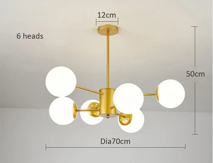 Glass chandelier dimensions, 6 light version 70cm wide by 50cm high