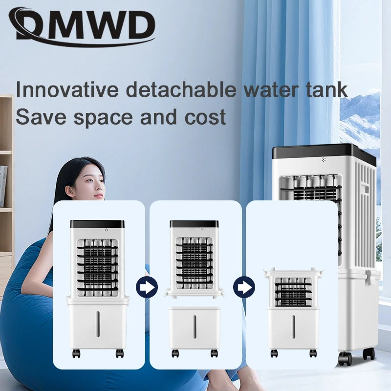 Evaporative Air Cooler 15L | Portable Swamp Cooler Fan with Remote & Ice Crystal Cooling for Home