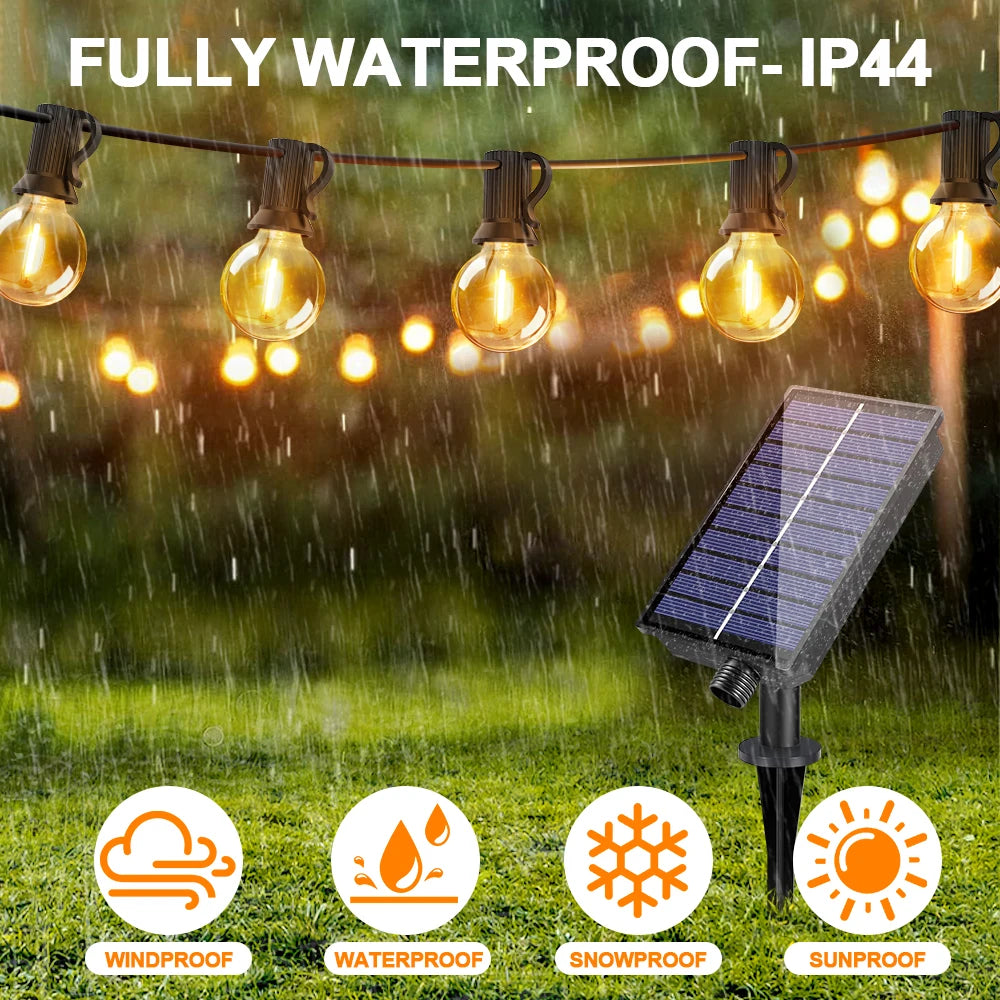 Solar Festoon Lights | G40 Globe Outdoor String Lights with Remote