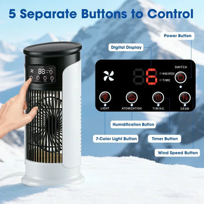 Portable Air Cooler Fan | USB Desktop Misting Humidifier with 6 Speeds, Timer & LED Night Light
