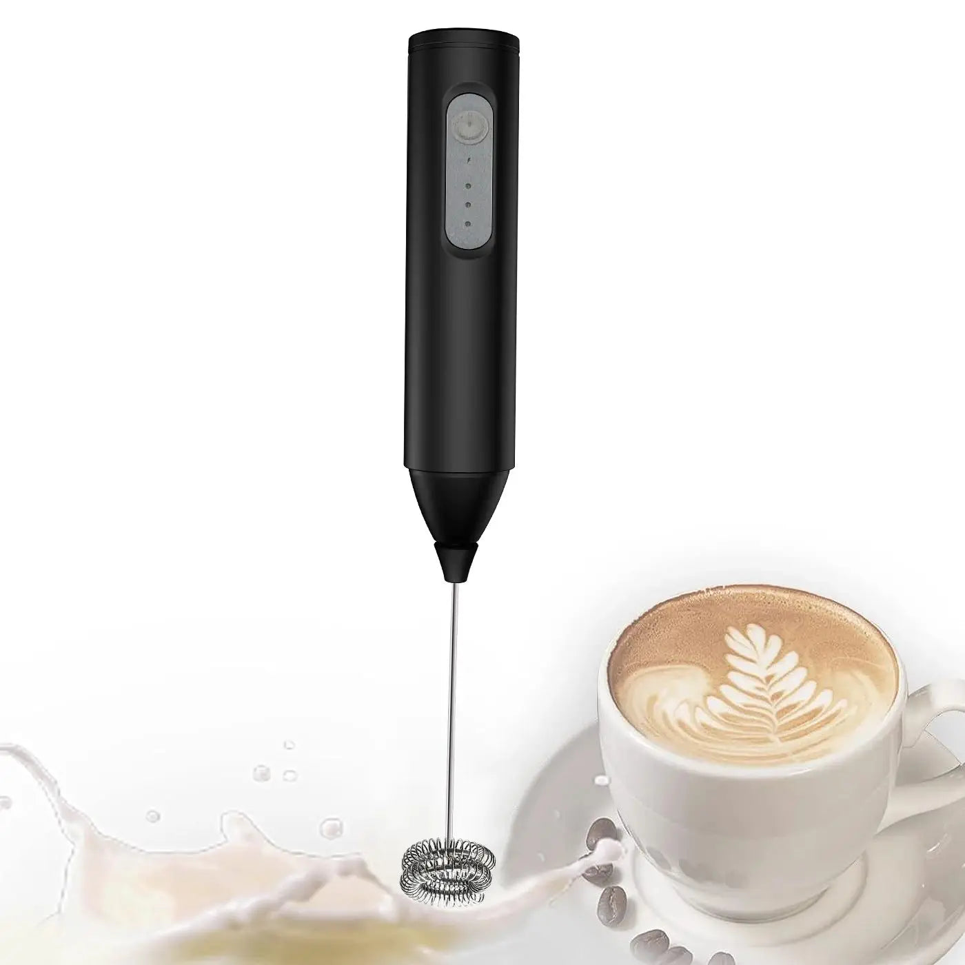 USB milk frother product packaging and accessories