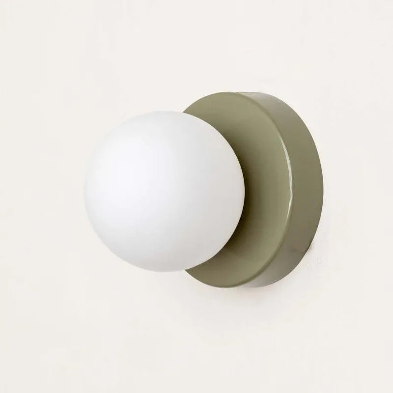 Glass Wall Light | Mini Macaron Globe Sconce for Bedside, Children's Room, Hallway & Porch | Cream, Black, Sage, Oxblood or Terracotta, 10 or 12cm