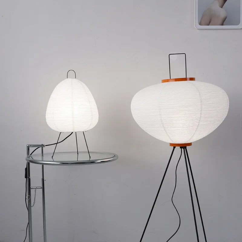 Japanese Nordic paper lamp warm glow bedroom setting