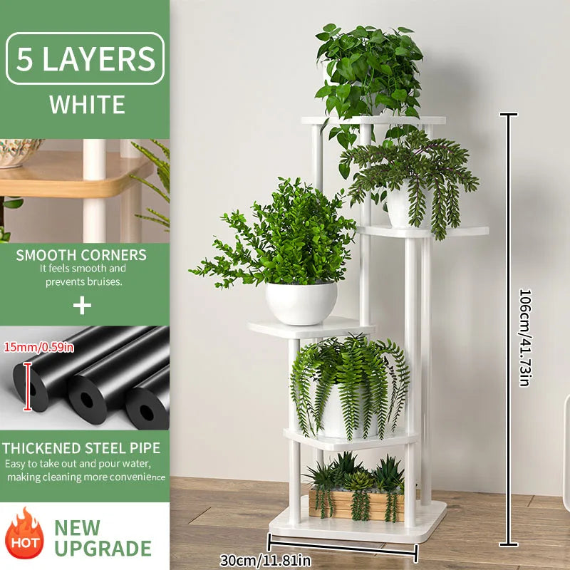 Indoor Plant Stand | Wooden Tiered Flower Shelf Display Rack