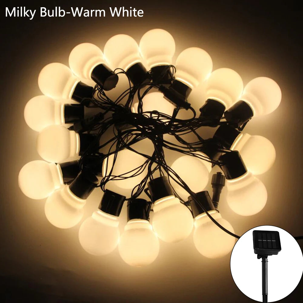 Solar globe string lights packaging and contents