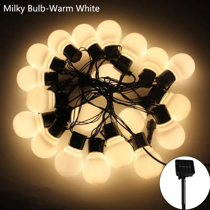 Solar globe string lights packaging and contents