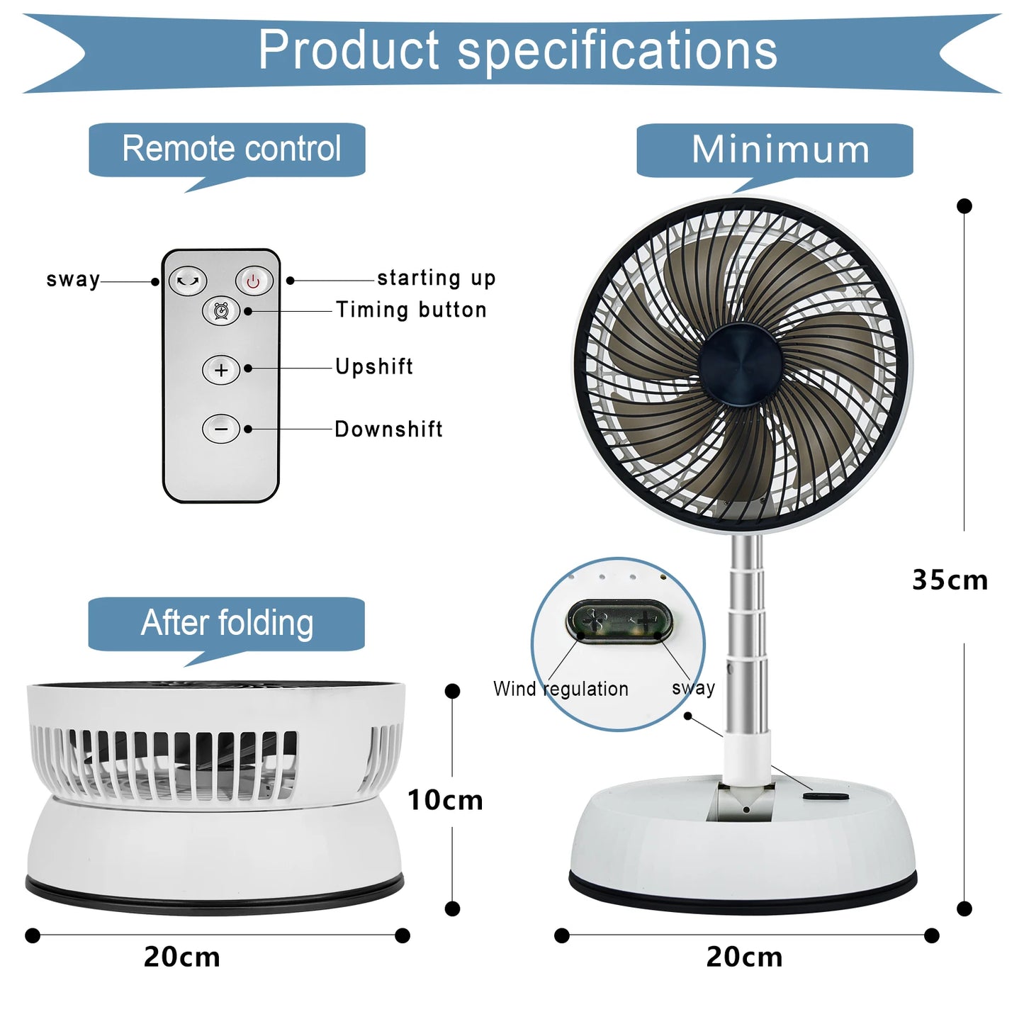 Oscillating Tower Fan | Portable Rechargeable with Remote Control