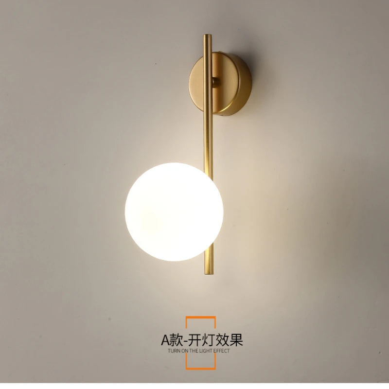 Glass Wall Sconce | Remote-Dimmable LED Bedside Wall Light, Gold or Black