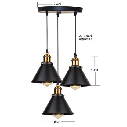 Loft | Industrial Retro Pendant Light – Single & 3-Light Cluster, E27