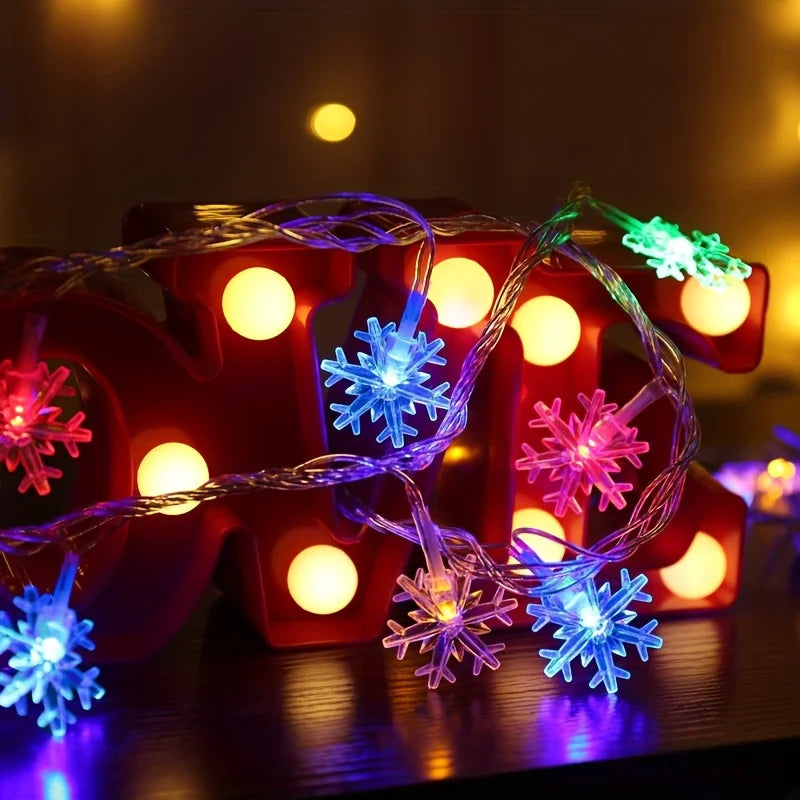 Christmas Window Lights | 3m LED Snowflake Curtain Lights for Bedroom, Party & Festive Decor | Indoor Fairy String Lights, Warm White or Colour