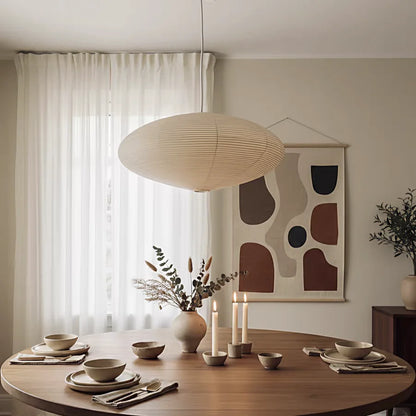 Paper Lantern Pendant Light | Japanese Wabi Sabi UFO Ceiling Lamp for Dining Room, Bedroom & Living Room | Rice Paper Shade E27, 50cm or 60cm