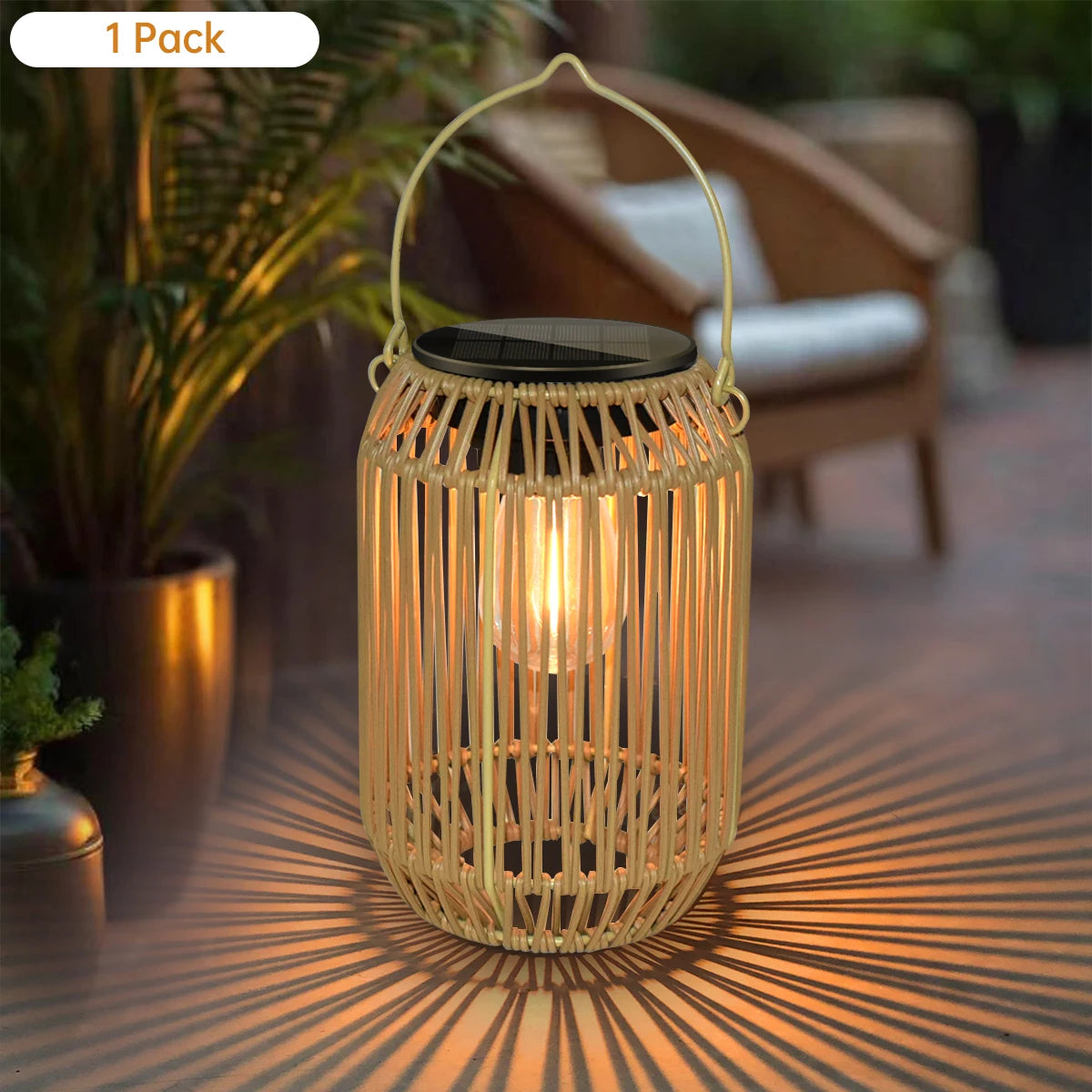 Outdoor waterproof rattan lantern tree branch hanging