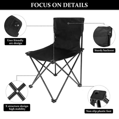 Foldable Camping Chair | Portable Lightweight with Side Pocket