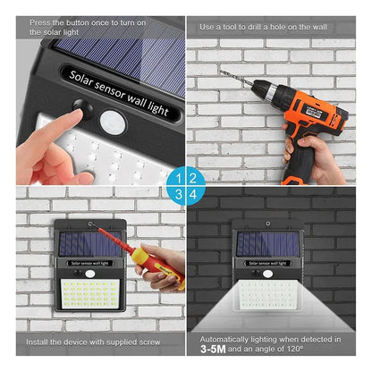 Solar Security Wall Lights | 30 LED PIR Motion Sensor Outdoor Lamp Multi-Pack