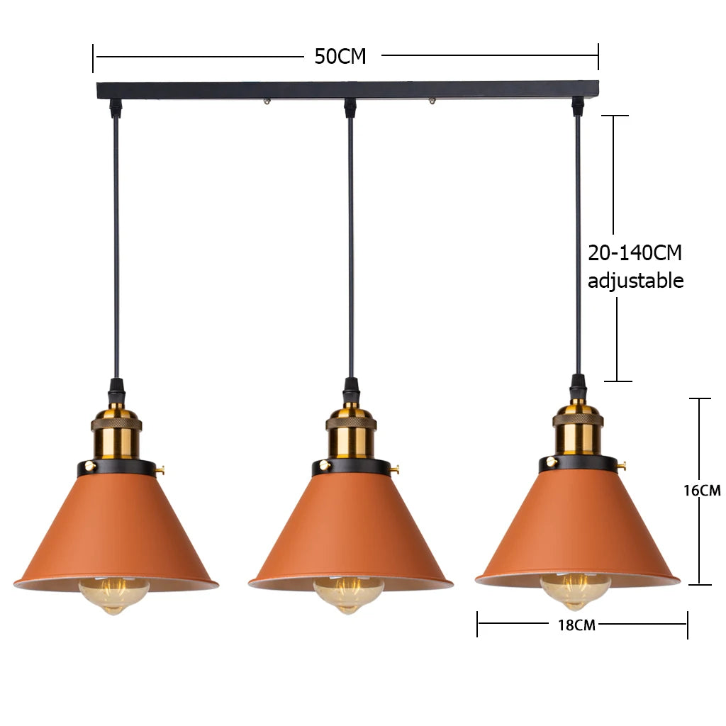 Loft | Industrial Retro Pendant Light – Single & 3-Light Cluster, E27