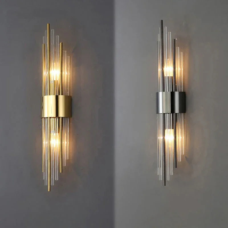 Gold crystal LED wall light indoor sconce lamp front view