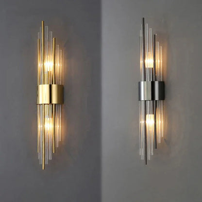 Gold crystal LED wall light indoor sconce lamp front view
