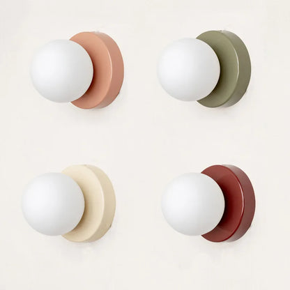 Glass Wall Light | Mini Macaron Globe Sconce for Bedside, Children's Room, Hallway & Porch | Cream, Black, Sage, Oxblood or Terracotta, 10 or 12cm
