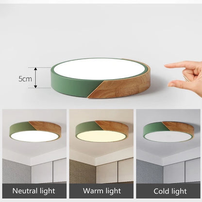 Macaron LED light wooden frame detail close-up