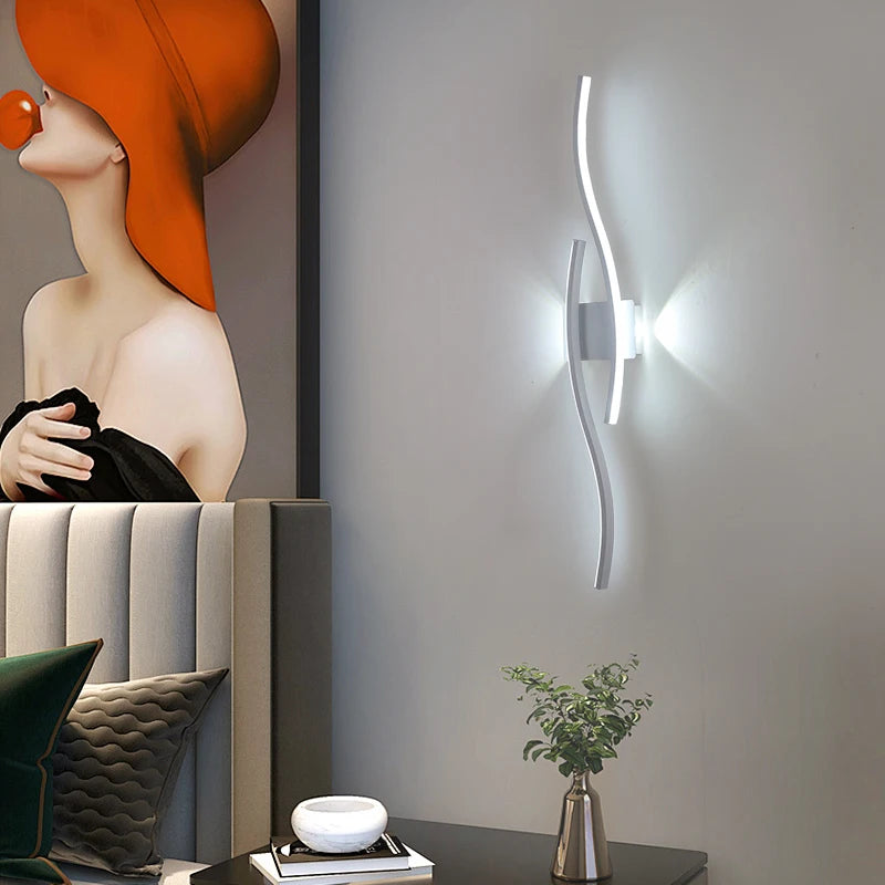 Aluminium sconce lamp hallway living room setting