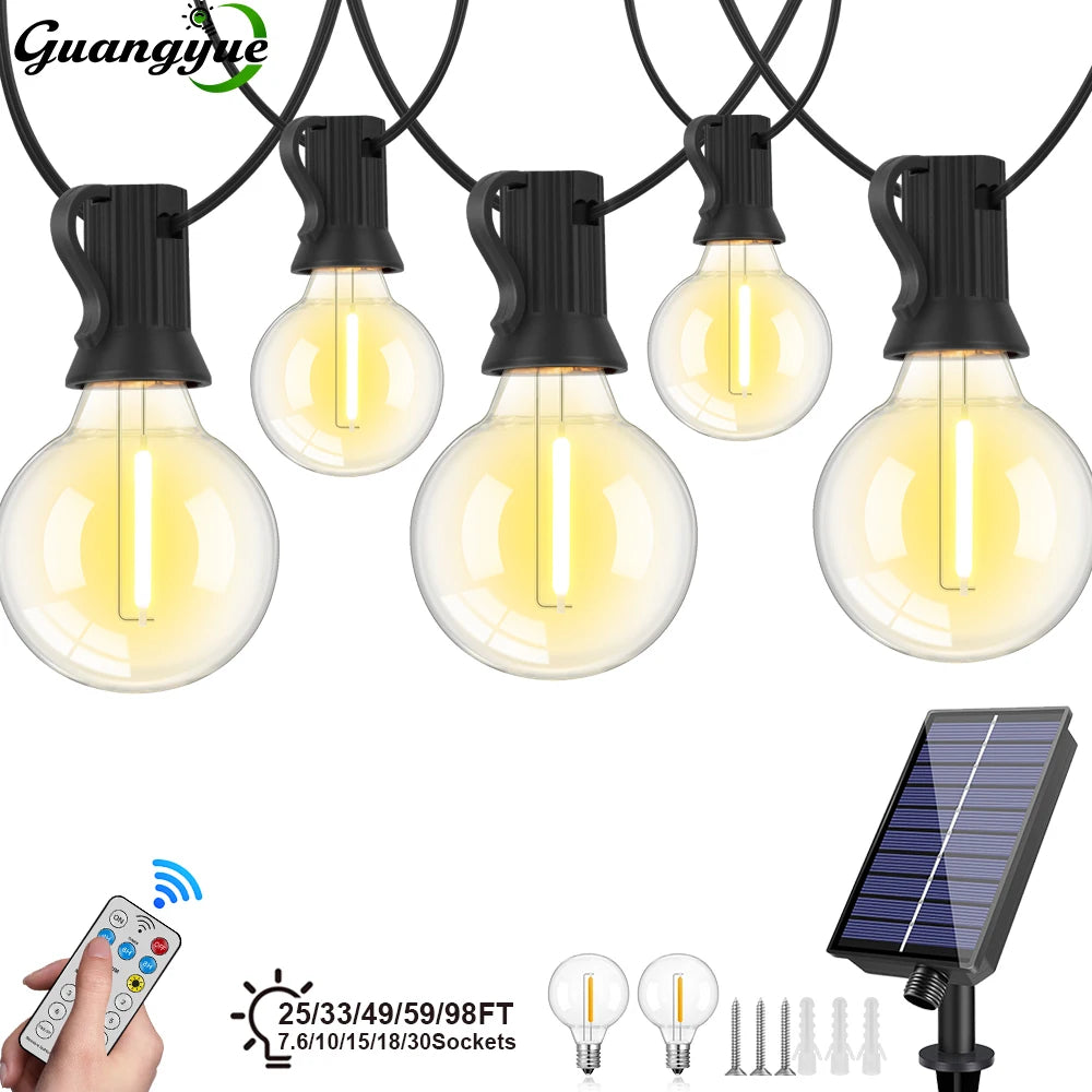 Solar Festoon Lights | G40 Globe Outdoor String Lights with Remote