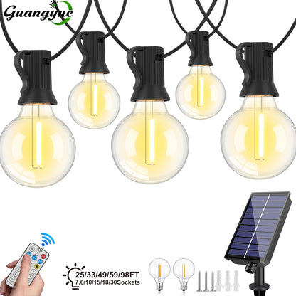 Solar Festoon Lights | G40 Globe Outdoor String Lights with Remote