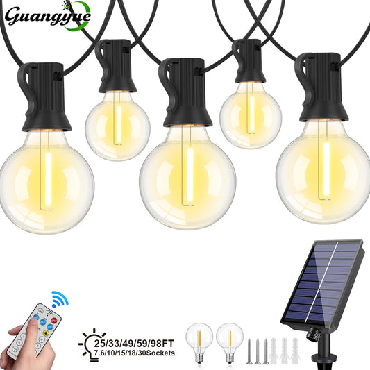 Solar Festoon Lights Outdoor | G40 Globe String Lights with Remote, Waterproof for Garden, Patio & Pergola