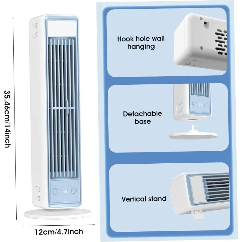 Bladeless Tower Fan | Rechargeable Portable Cooling Fan with Remote, 5 Speeds & Quiet Oscillation