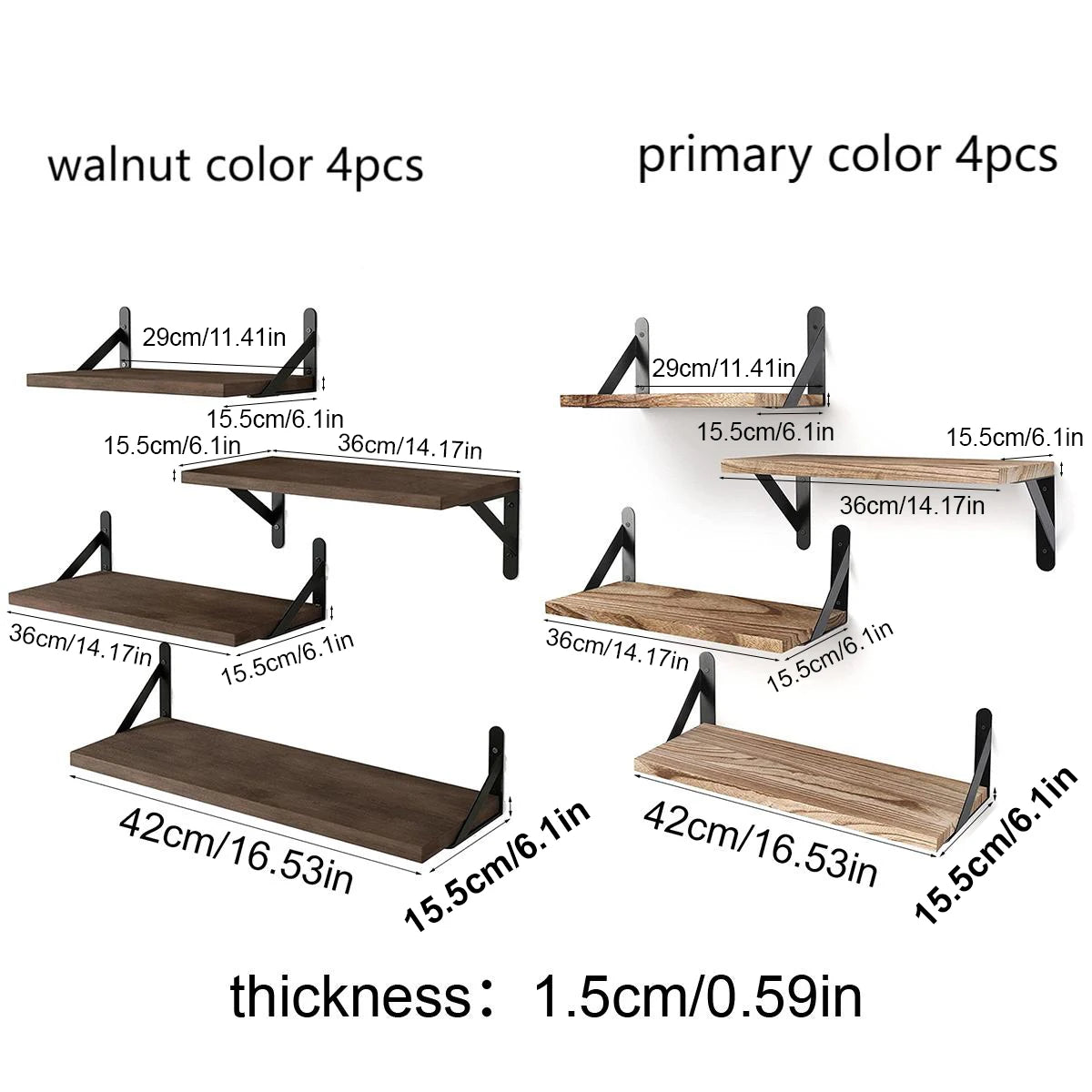 Floating Wall Shelves | Wooden Mounted Display Shelf White & Walnut