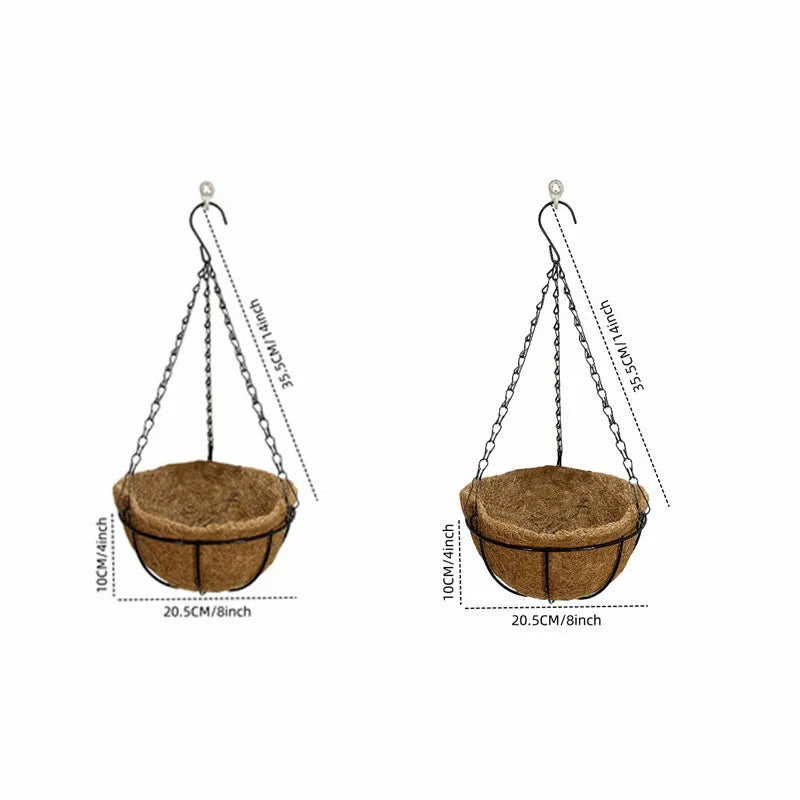 Outdoor wall planter basket group display arrangement