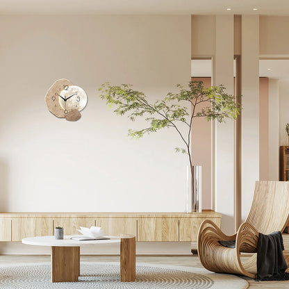 Silent Wall Clock | Moon Design Wooden Frame for Living Room