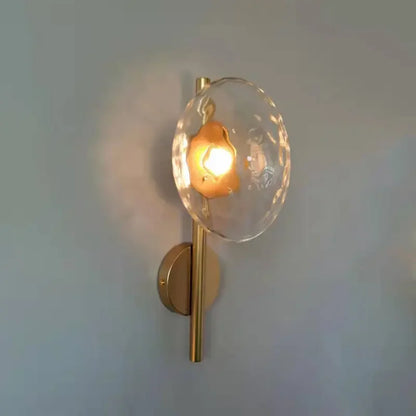 Glass Wall Light | Modern Dimpled Glass Sconce for Living Room, Bedside, Hallway & Stairs | Amber, Grey or Clear, Flush or Rod Style, Gold or Black
