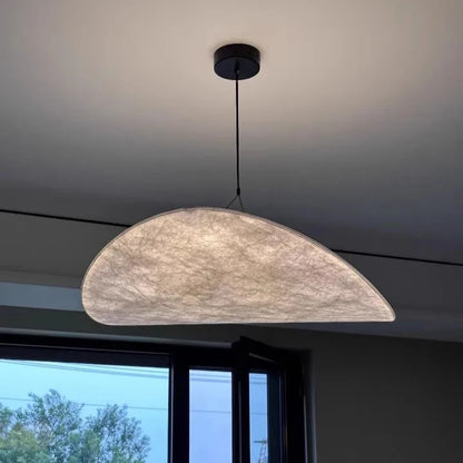 Silk Pendant Light | Designer Fabric Disc Chandelier for Dining Room, Bedroom & Living Room | Remote Control LED, Warm White, 40cm or 50cm