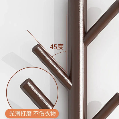Pine wood coat hanger rail 80cm version side view