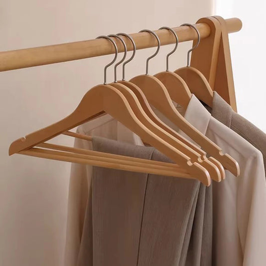 Solid wood clothes hangers natural wooden wardrobe set