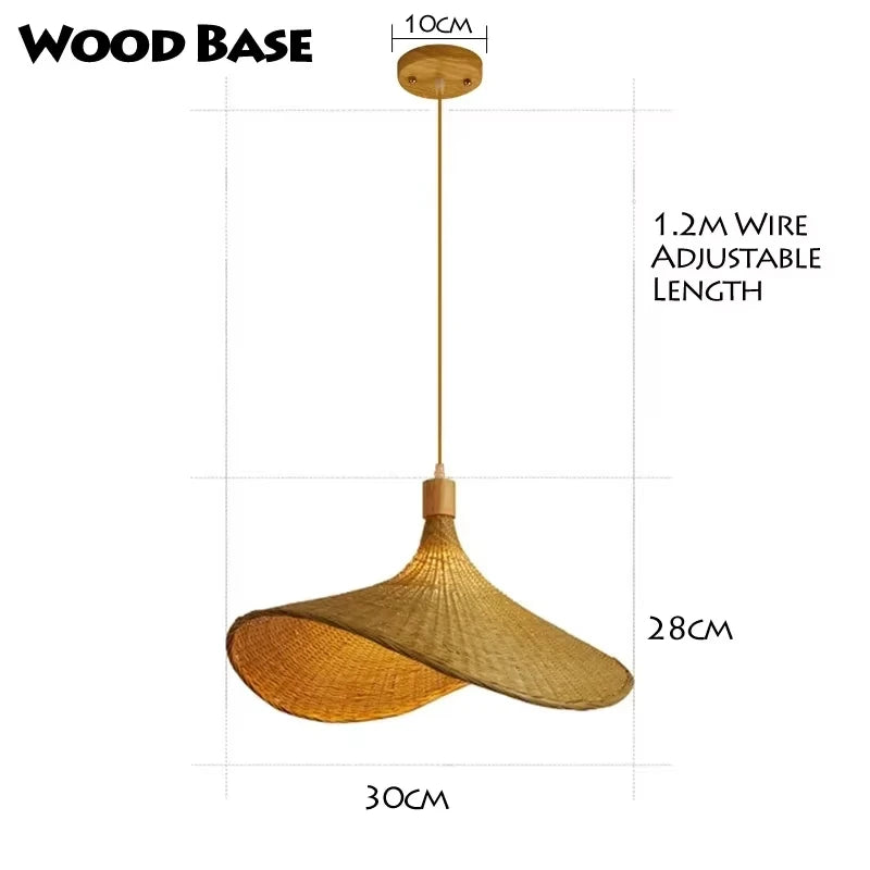 Bamboo wave hat pendant light dimensions, 30cm wide by 28cm high